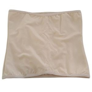 Flexees Boned Corset Waist Cincher Slip On Nylon Girdle Beige Womens Large #3939